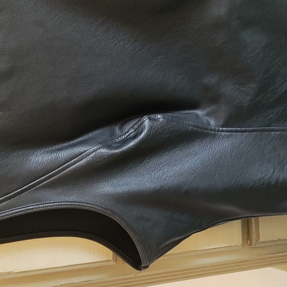 INC Black Faux Leather Bodysuit - Picture 3 of 5